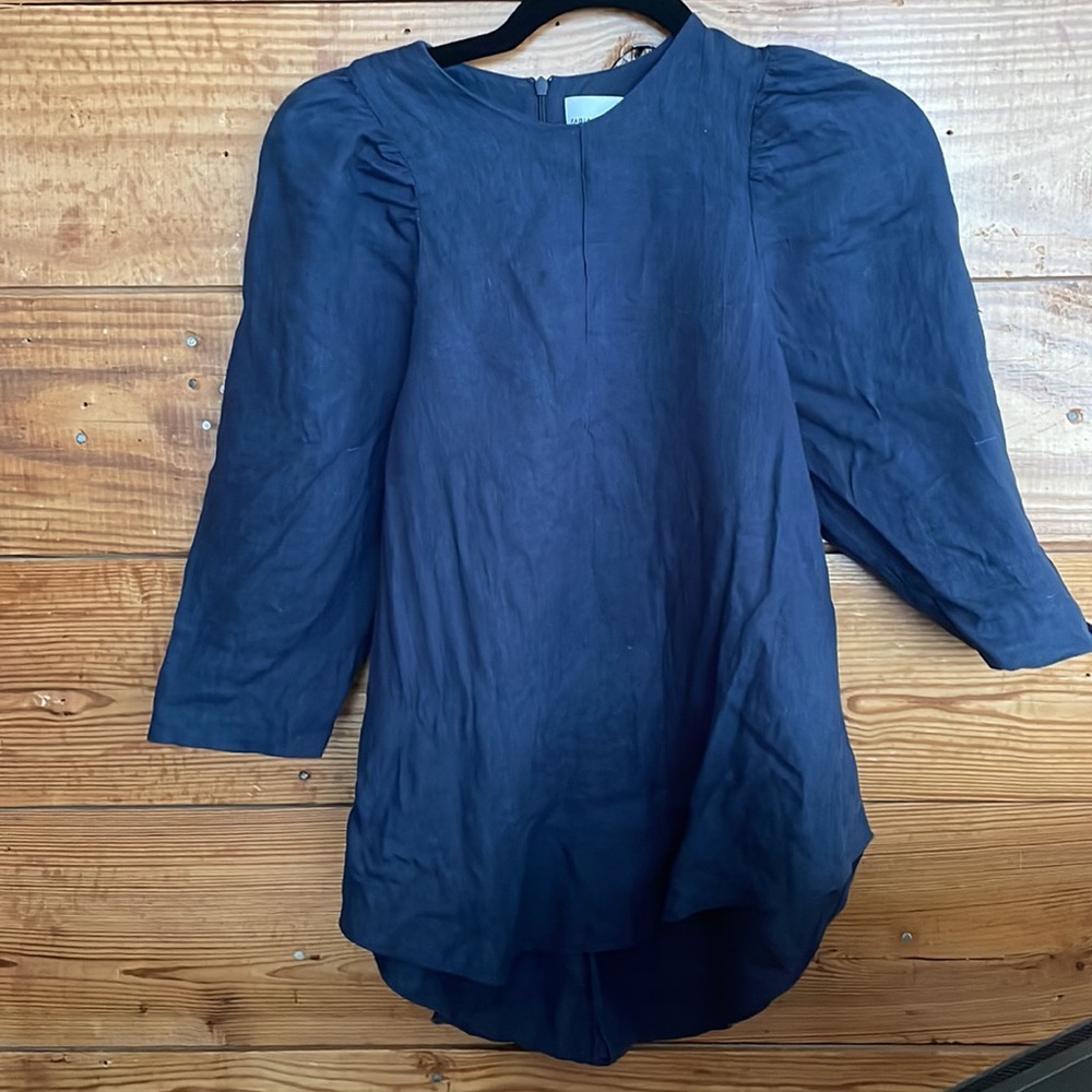 Fabiana Pigna - Navy Linen Puff Sleeve Blouse - XS